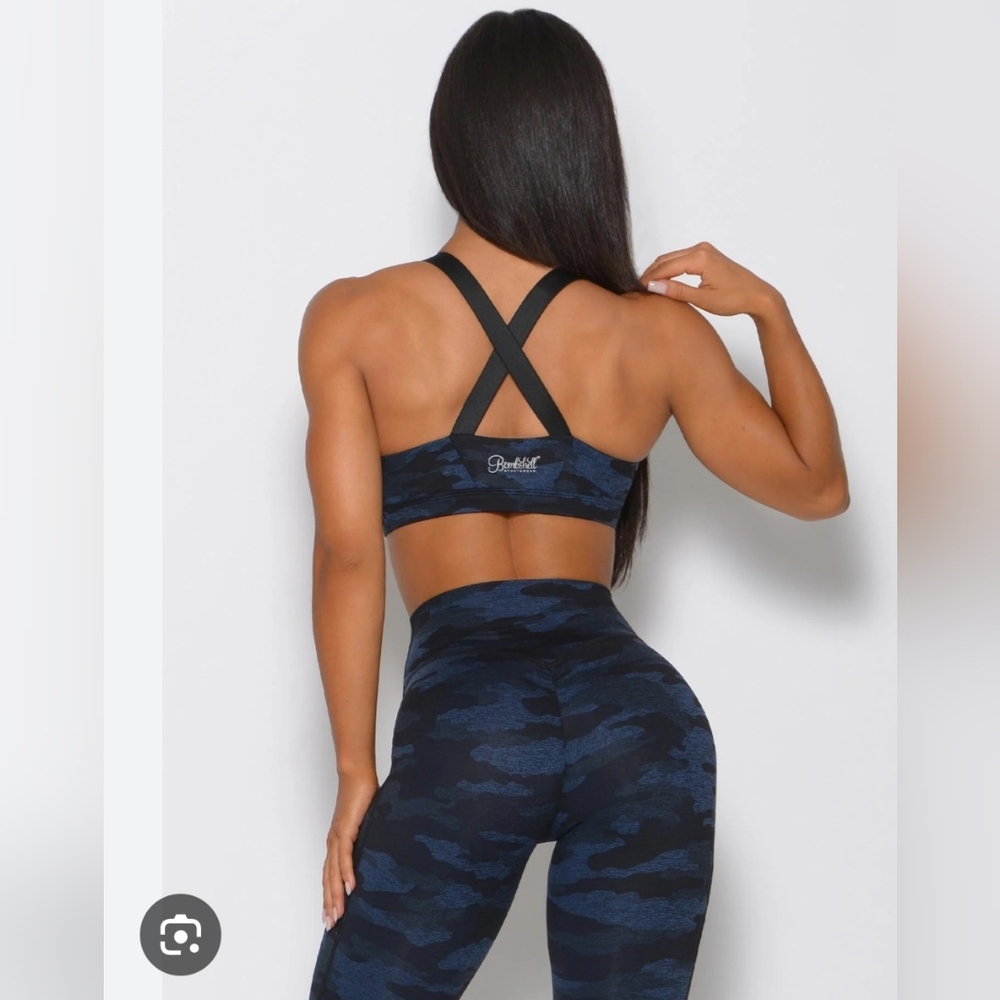 BOMBSHELL Blue Camo SET. Bra is LARGE Pants are MEDIUM.